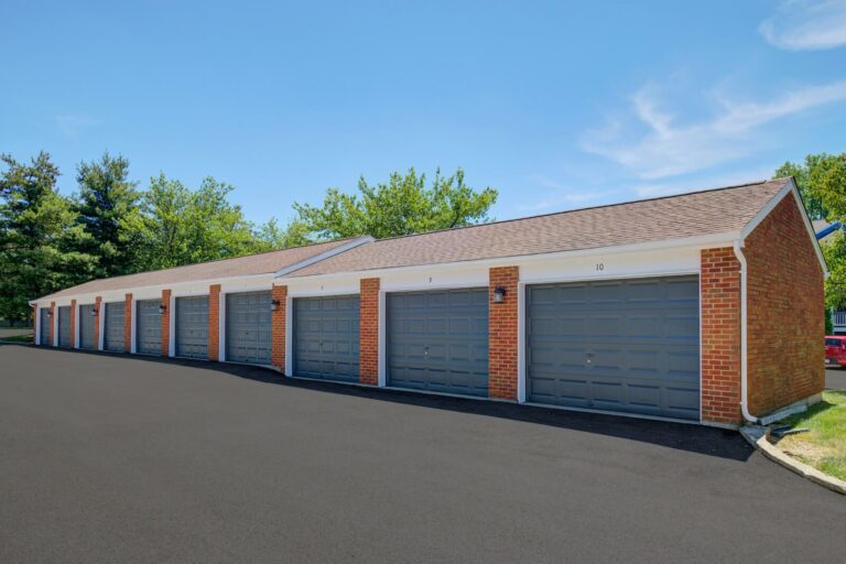 The private parking garages available at our luxury apartments in Blue Ash, Ohio.